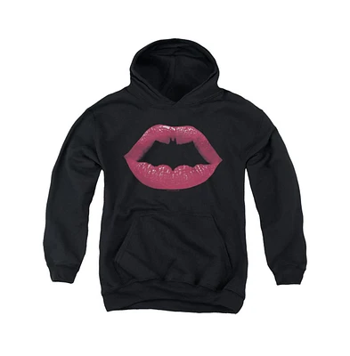 Batman Boys Youth Bat Kiss Pull Over Hoodie / Hooded Sweatshirt