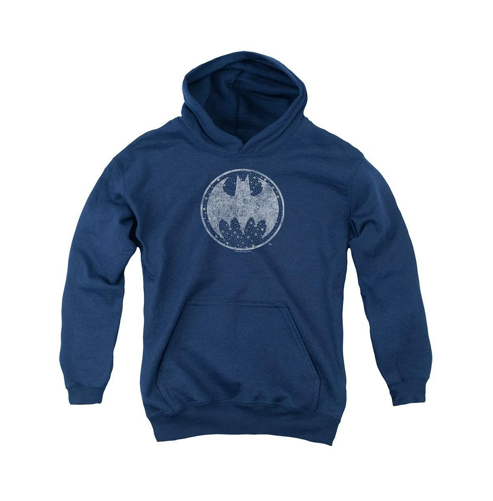 Batman Boys Youth Starry Night Shield Pull Over Hoodie / Hooded Sweatshirt