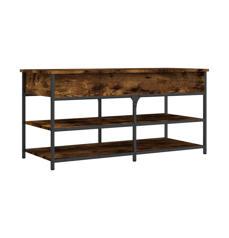 vidaXL Shoe Bench Smoked Oak 39.4"x16.7"x19.7" Engineered Wood