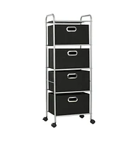 vidaXL Shelving Unit with 4 Storage Boxes Steel and Non-woven Fabric