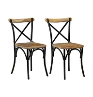 vidaXL Cross Chairs 2 pcs Black Solid Mango Wood