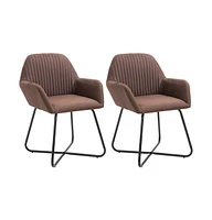 vidaXL Dining Chairs 2 pcs Brown Fabric