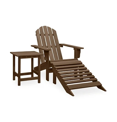 vidaXL Patio Adirondack Chair with Ottoman&Table Solid Fir Wood Brown