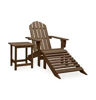 vidaXL Patio Adirondack Chair with Ottoman&Table Solid Fir Wood