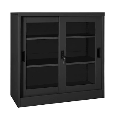 vidaXL Sliding Door Cabinet Anthracite 35.4"x15.7"x35.4" Steel