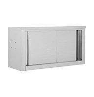 vidaXL Kitchen Wall Cabinet with Sliding Doors 35.4"x15.7"x19.7" Stainless Steel