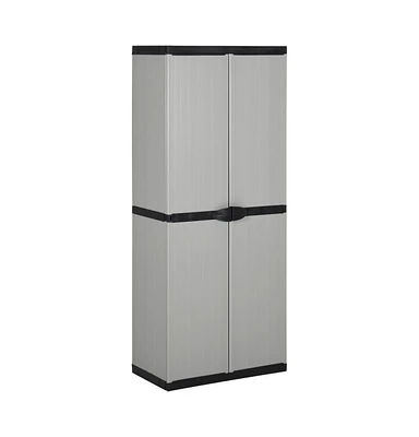 vidaXL Garden Storage Cabinet with 3 Shelves Gray&Black 26.8"x15.7"x66.1"