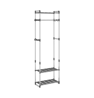 vidaXL 3-Tier Clothes Rack Silver 23.2"x11.4"x75.6" Aluminum