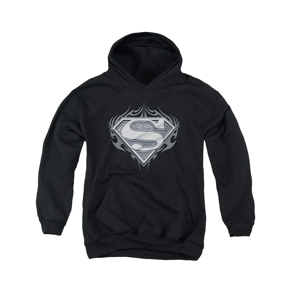 Superman Boys Youth Biker Metal Pull Over Hoodie / Hooded Sweatshirt