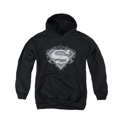 Superman Boys Youth Biker Metal Pull Over Hoodie / Hooded Sweatshirt