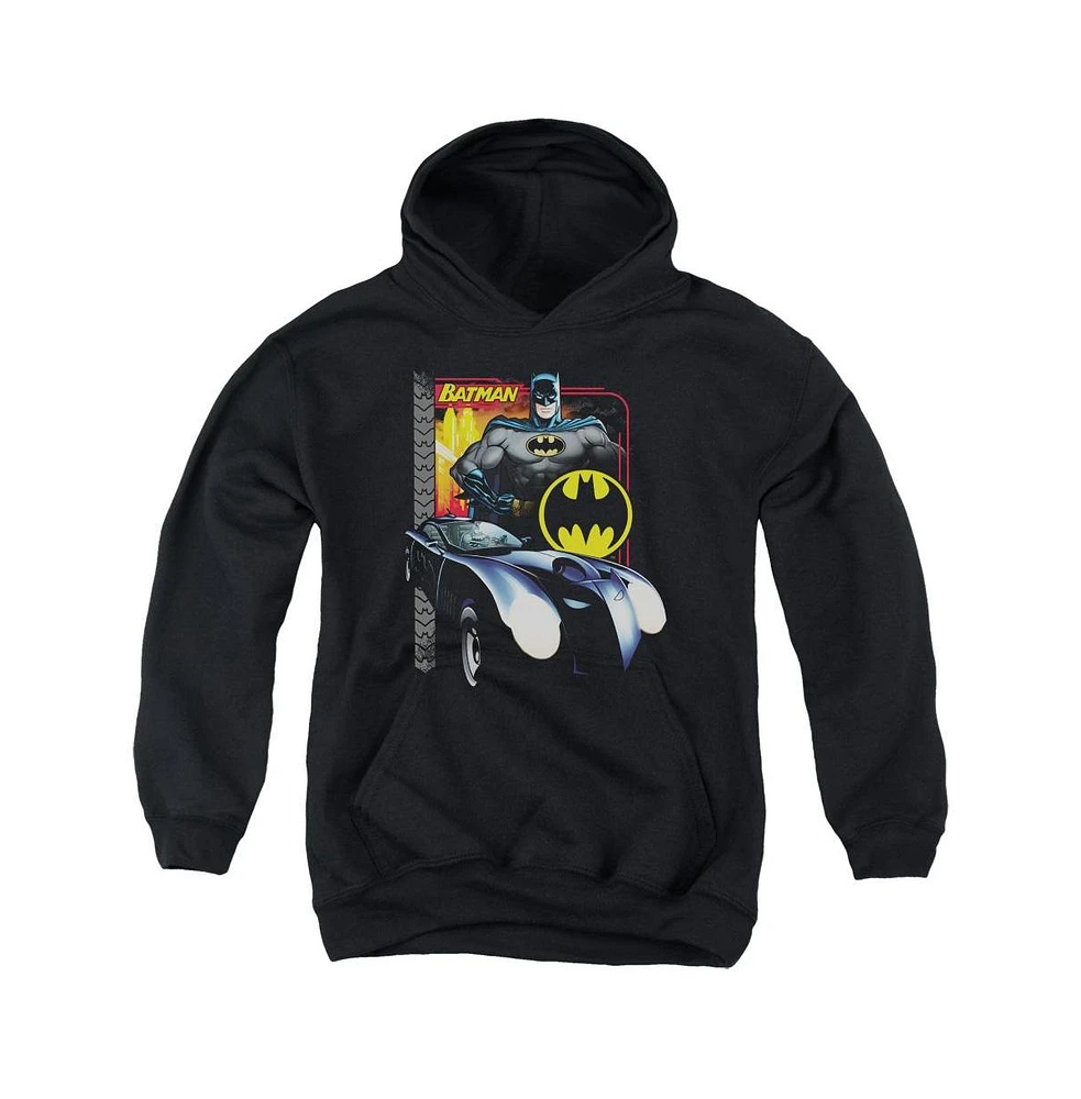 Batman Boys Youth Bat Racing Pull Over Hoodie / Hooded Sweatshirt