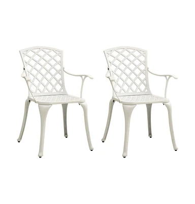 vidaXL Patio Chairs 2 pcs Cast Aluminum White