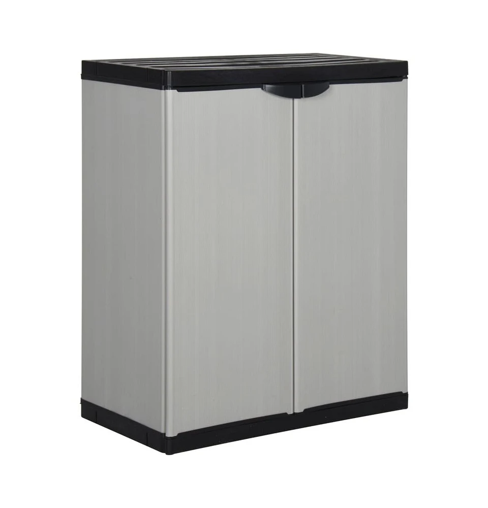 vidaXL Garden Storage Cabinet with 1 Shelf Gray and Black 26.8"x15.7"x33.5"