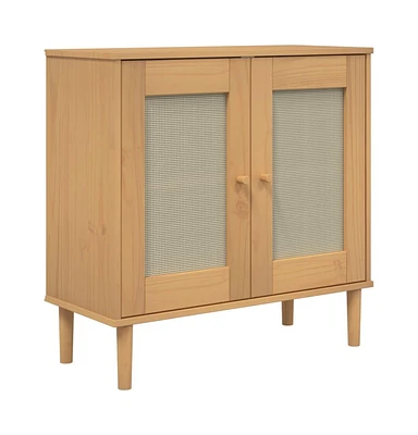 vidaXL Sideboard Senja Rattan Look 31.5"x13.8"x31.5" Solid Wood Pine