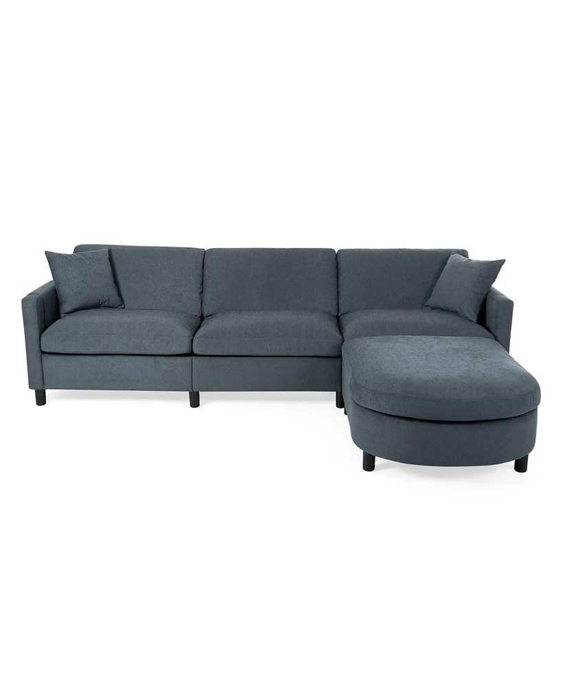 Simplie Fun 107.87'Sectional Sofa Couch With 1 Ottoman, Seat Cushion And Back Cushion Removable