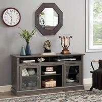 Contemporary Tv Media Stand for 65" Tv, Dark Walnut/Black