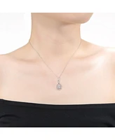 Rachel Glauber White Gold Plated with Cubic Zirconia Door Knocker Love Knot Pendant Necklace