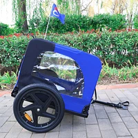 Blue High Quality 16 Inch Air Wheel Pet Bike Trailer For Dogs Foldable Bicycle Pet Trailer