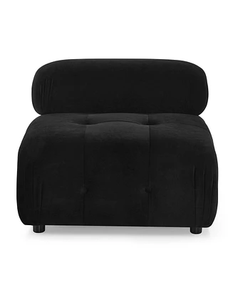 Simplie Fun Black Velvet L-Shaped Modular Sectional Sofa