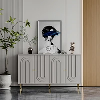 Gray Lacquered Wooden Cabinet Server for Multiple Rooms