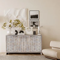 Farmhouse Style 4-Door Wooden Storage Cabinet