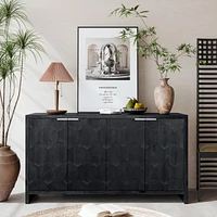 Streamdale Furniture Farmhouse Style 4-Door Storage Cabinet in Distressed Black