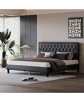 Streamdale Furniture Adjustable King Size Panel Bed Frame, Dark Grey