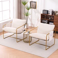 Gold-plated Upholstered Armchair with Arm Pockets