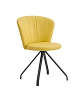 Simplie Fun Light Yellow 360 Swivel Vanity Chair with Black Metal Legs