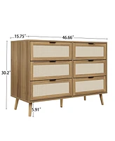 Streamdale Furniture Modern 6 Drawer Dresser Wood Cabinet (Walnut)