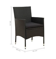 vidaXL Patio Chairs with Cushions 2 pcs Poly Rattan Black