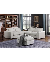 Streamdale Furniture Tatman Linen Blend Sectional With 2 Ottomans