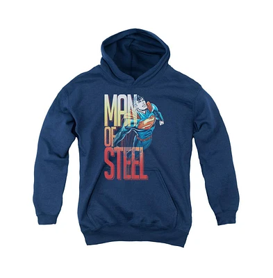 Superman Boys Youth Steel Flight Pull Over Hoodie / Hooded Sweatshirt