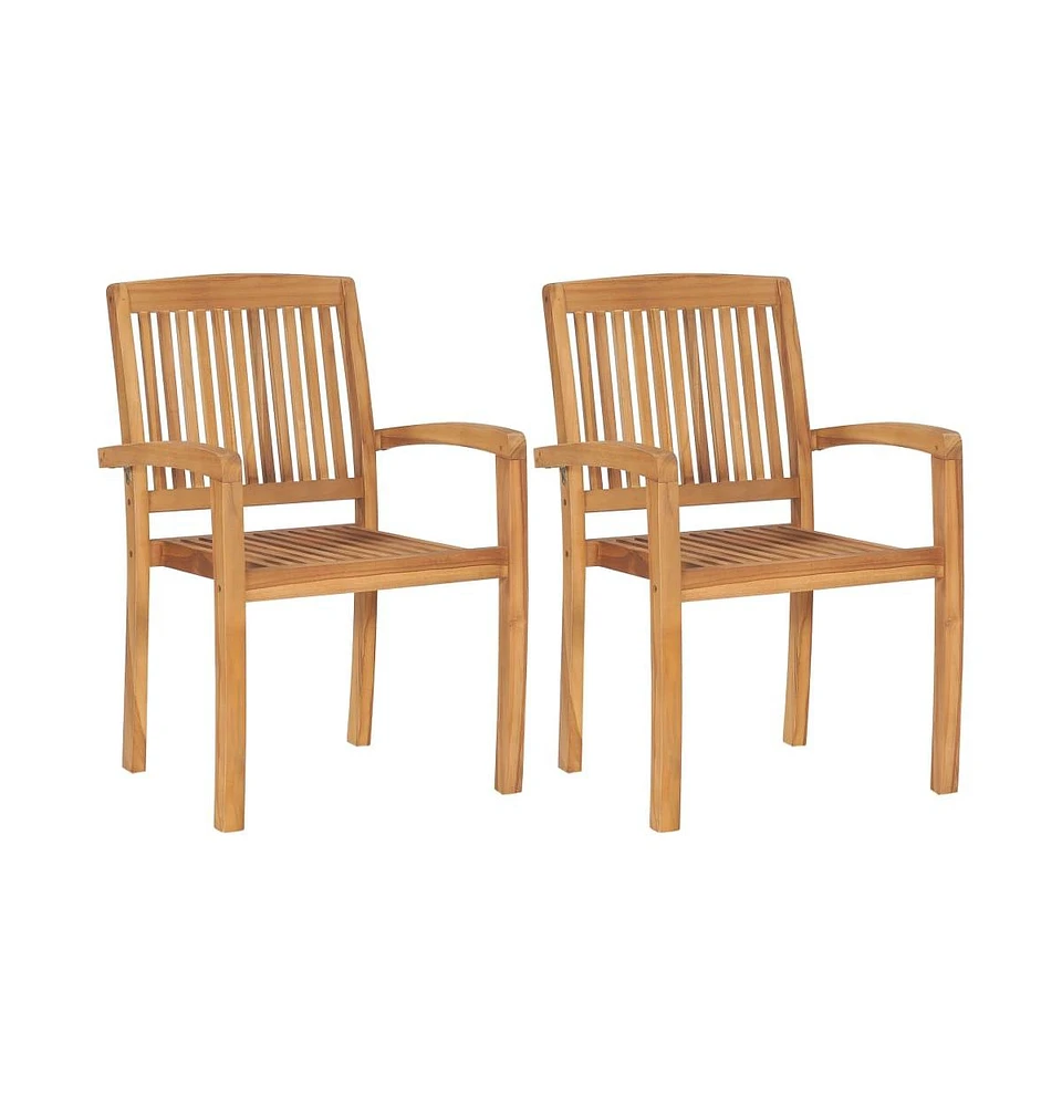 vidaXL Stacking Patio Dining Chairs 2 pcs Solid Teak Wood