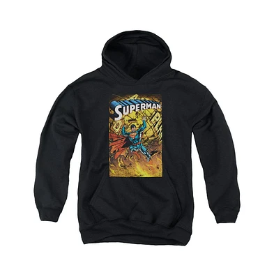 Superman Boys Youth One Pull Over Hoodie / Hooded Sweatshirt