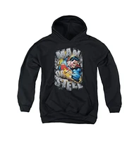 Superman Boys Youth Ripping Steel Pull Over Hoodie / Hooded Sweatshirt