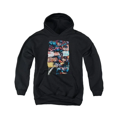 Superman Boys Youth Torn Collage Pull Over Hoodie / Hooded Sweatshirt