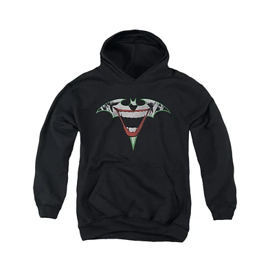 Batman Boys Youth Joker Bat Logo Pull Over Hoodie / Hooded Sweatshirt