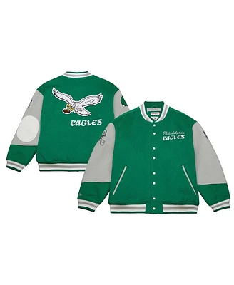 Mitchell Ness Men's and Women's Kelly Green Philadelphia Eagles Varsity Team Full-Snap Jacket