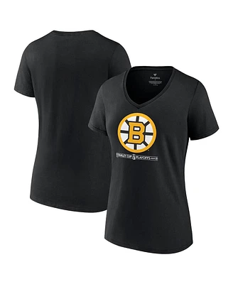 Fanatics Women's Black Boston Bruins 2024 Stanley Cup Playoffs Breakout V-Neck T-Shirt