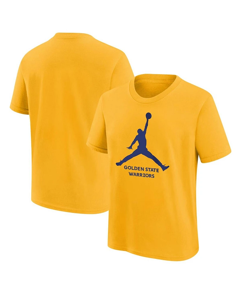 Jordan Big Boys and Girls Gold Golden State Warriors Essential Jumpman Logo T-Shirt