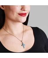 American West Jewelry Sterling Blue Turquoise Gemstone Cross Pendant Enhancer