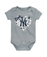 Fanatics Infant Navy/Gray/Pink New York Yankees Three-Pack Home Run Bodysuit Set