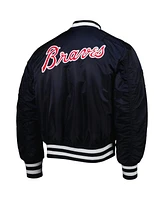 New Era Men's x Alpha Industries Navy/Camo Atlanta Braves Reversible Full-Zip Bomber Jacket