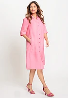 Olsen Women's 3/4 Sleeve Linen Blend Shirt Dress