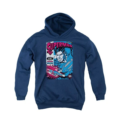 Superman Boys Youth Action Packed Pull Over Hoodie / Hooded Sweatshirt