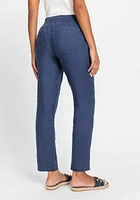 Olsen Women's Lisa Fit Straight Leg 100% Linen Drawstring Pant