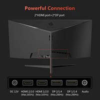 Z-edge 30 inch Uwfhd 2560 x 1080 21:9 Ultra Wide 200 Hz 1 ms 1500R Curved Gaming Monitor, FreeSync, Pip / Pbp, Hdmi x 2, DisplayPort x 2, Support Vesa
