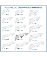 Gridmann 14" x 60" Nsf Stainless Steel Kitchen Wall Mount Shelf w/ Backsplash