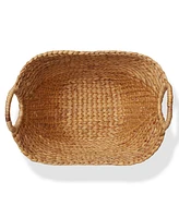 Casafield Large Laundry Boat Basket with Handles - Espresso, Woven Water Hyacinth Storage Tote for Blankets, Bathroom, Bedroom, Living Room